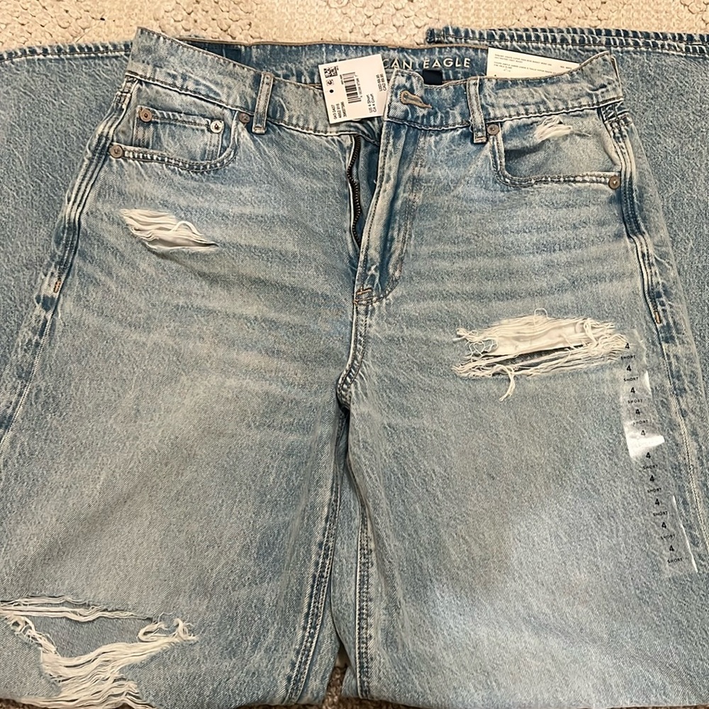 American eagle dreamy drape super high rise baggy wide leg jeans size 4 short
